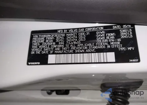 2015 Volvo Xc60 T6 z USA, uszkodzony, nr VIN YV4902RK2F2632760